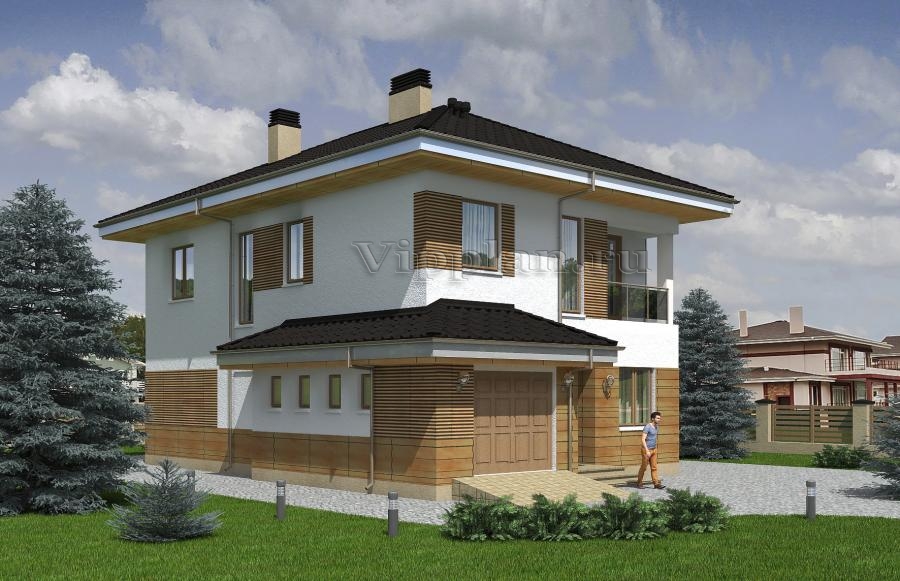 Двухэтажный дом с балконами